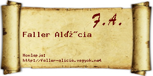Faller Alícia névjegykártya